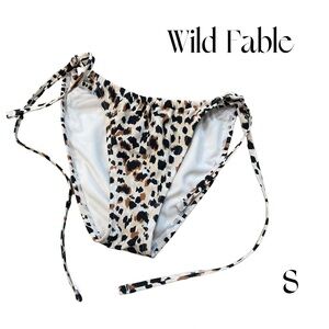 Wild Fable Leopard Bikini Bottom adjustable ties at hip high leg hi cut cheeky